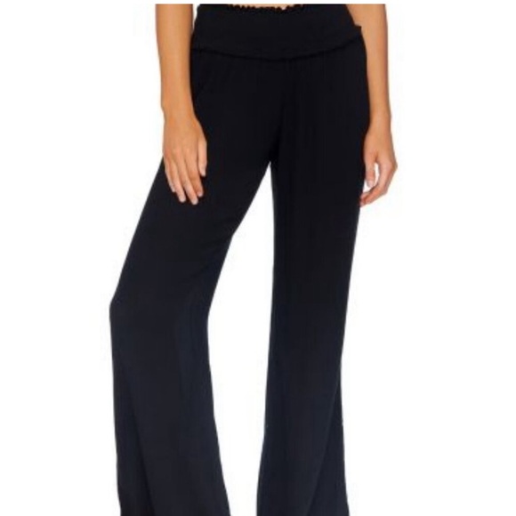 Raisins Loose Beach Day Pants Summer Pull-on Swimsuit Cover Up Black Wide Leg M - Picture 2 of 11